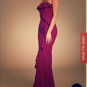 Lulus Valerie ruffles strapless maxi dress